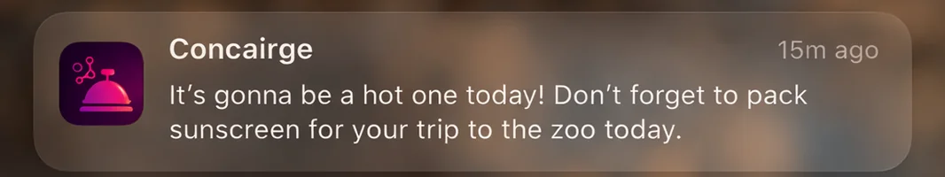 Concairge notification