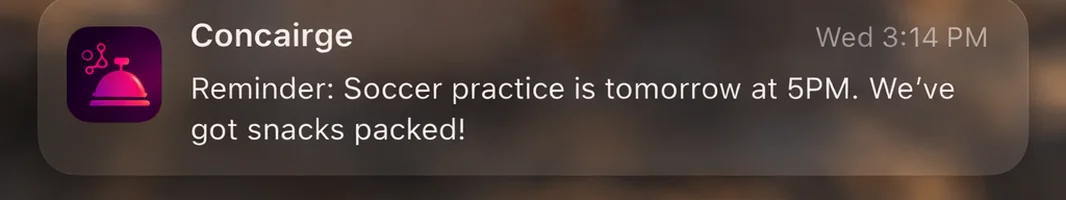 Concairge notification